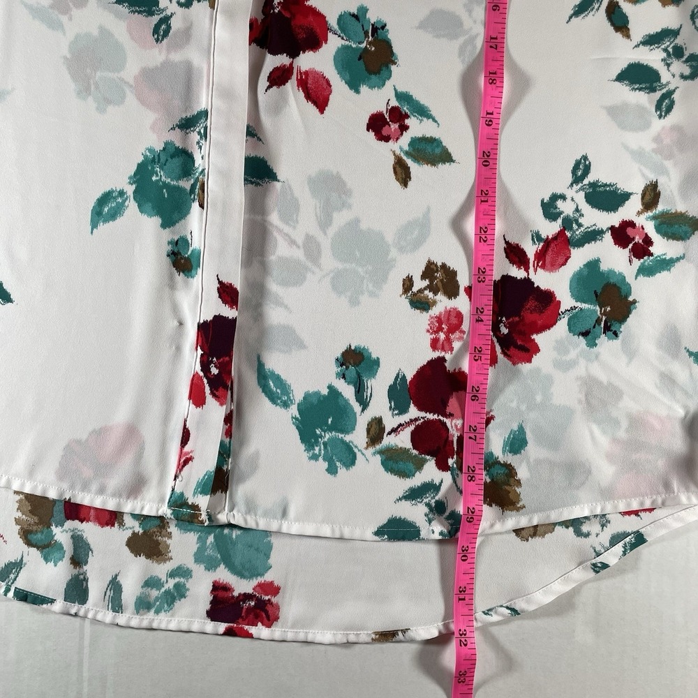 Apt. 9 Women's XXL White Floral‎ Long Sleeve Tunic Blouse - Picture 4 of 8